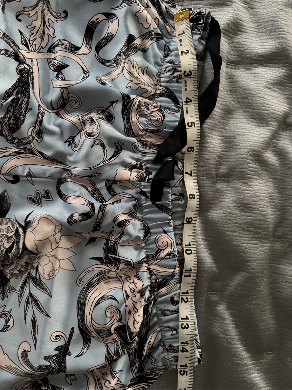 Victoria's Secret Locked in Love Blue/Black Floral Satin Pajama Set- M - Picture 8 of 9